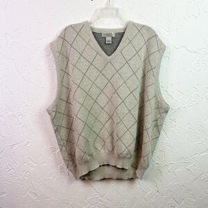 Cypress Links Beige Argyle Sweater Vest Size 3X Preppy Minimalist
